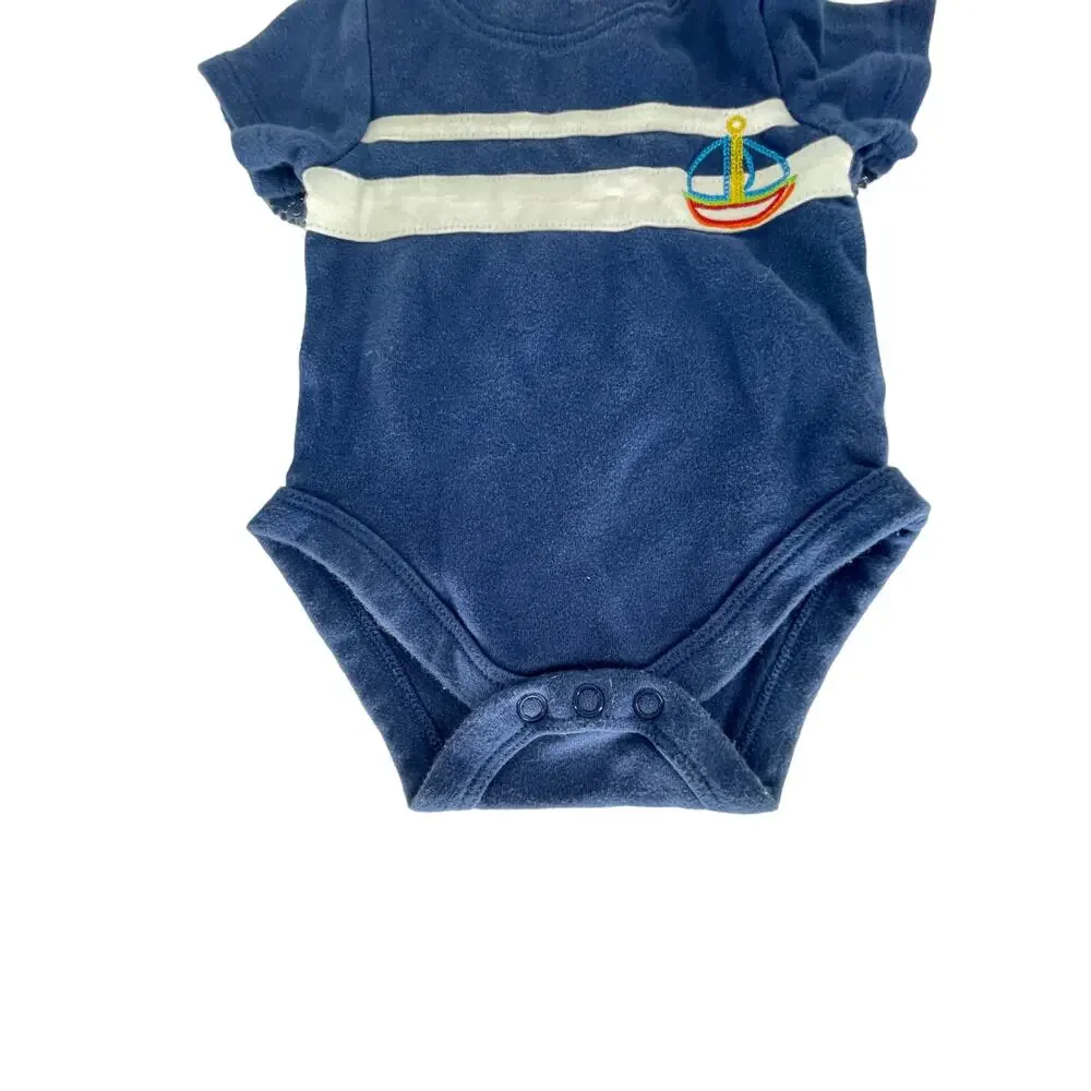 Garanimals Baby Boys Blue Striped Short Sleeve One Piece Size Newborn